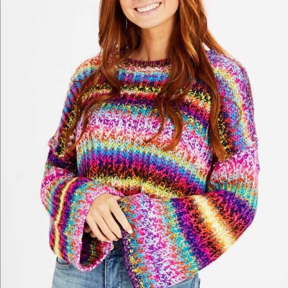 Rainbow Multi Color Knit Sweater Nwt 